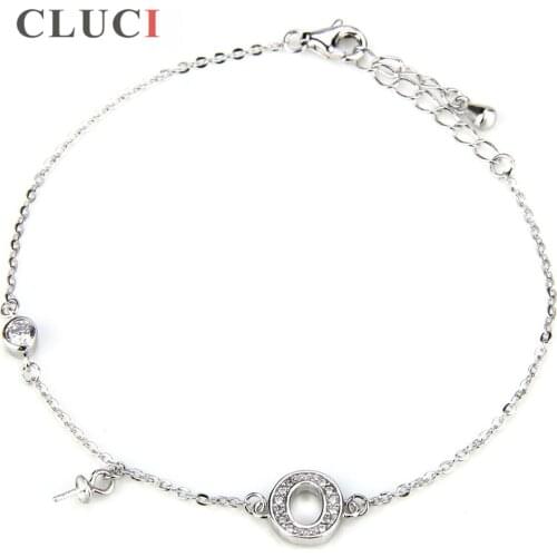 CLUCI women hand jewelry lobster clasp 925 sterling silver pearls bracelet accessory letter O design Bracelet & Bangle SB024SB