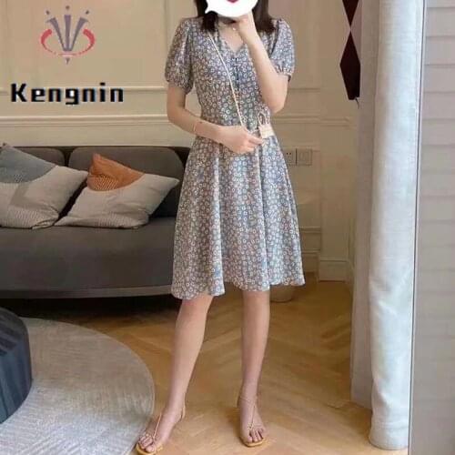 Summer Dress Women 2021 New Chiffon Dress Print Floral Fashion Robe Dress Oversized Lady Dress Vestidos Design Dress KE1347