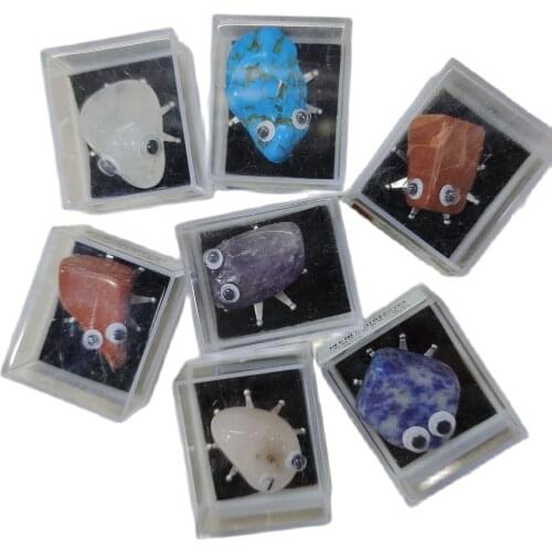 1pcs Random shipments natural Crystal stone hand-polished stone insect acrylic box craft showcases charming home decor gifts