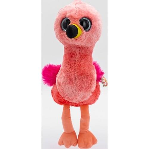 15CM Ty Big Eyes Beanie Plush Animal Doll Toy Jilda The Flamingo Plush Animal Boys and Girls Christmas Birthday Gift