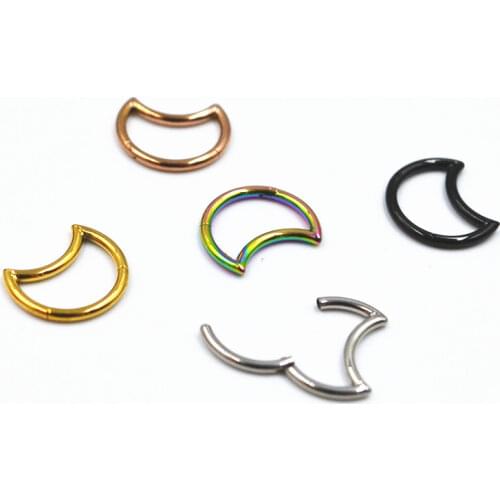 20PCS 16g Surgical Steel Ear Seamless Hinged Segment Ring Clicker Cartilage Nose/Lip Ring Earring Daith Helix Moon Shape New