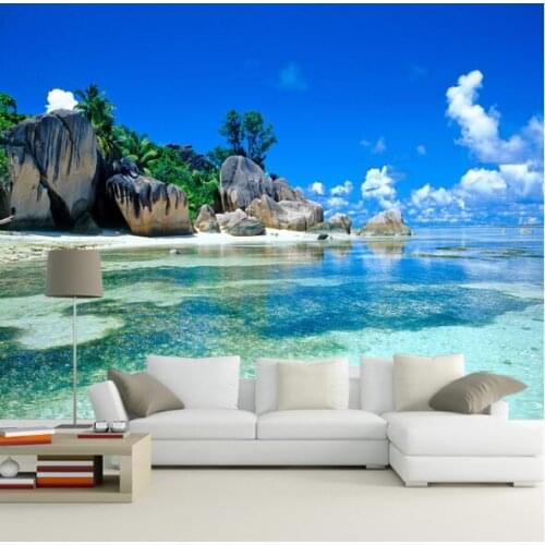 3D photo wallpaper sea landscape wall paper vinyl for TV Background Living Room Wall Decor