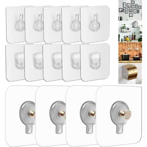 4/12pcs Cross Stitch Wall Painting Hole Hook Self-adhesive Hole Nail Multi-use Painting Photo Frame Hole Holder