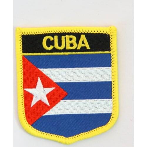 LOTS 5PCS Cuba Shiled Shape National Flag embroidered Tactical patch Badge Iron on Sew on / HOOK backing 7 x 6cm