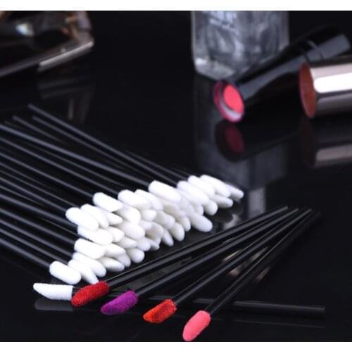 50pcs New Disposable Cosmetic Lip Brush Lipstick Lip Tools Brushes Eyeshadow Cleaner Pen Gloss Applicator Wands Glossy Make O7R0