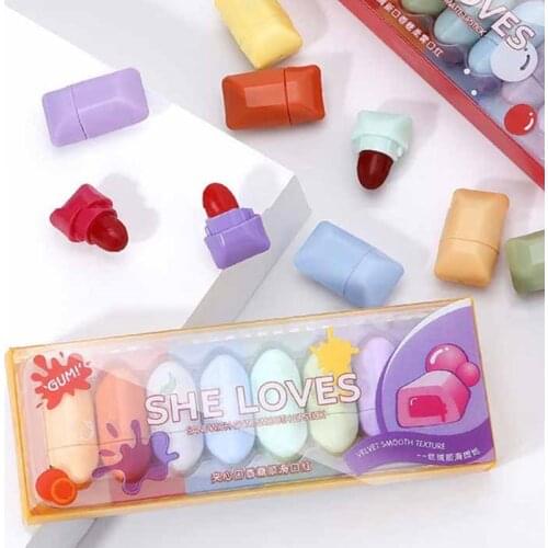 8 Color Chewing Gum Lipstick Set Matte Waterproof Non-stick Cup Lip Gloss Kawaii Pocket Candy Lip Glazed Makeup Set TSLM1
