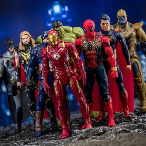 8pcs 18cm Avengers Titan Hero Figure Hulk Ultimate Spider-man Black Panther Action Figure Christmas Gift Toys For Children Kids