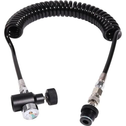 Paintball Accessories Air Gun Airsoft PCP Remote Hose Coil With Slide Check Quick Disconnect 1500PSI 3000PSI Gauge Camo Cover