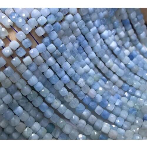 Aquamarine BLUE square faceted 4/6mm for DIY jewelry making loose beads FPPJ wholesale beads nature gemstone