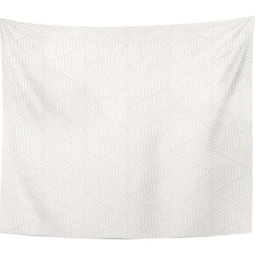 White Stripes Subtle Modern Stylish with Monochrome Trellis Geometric Hexagonal Grid Simple Lattice Home Decor Tapestry Wall