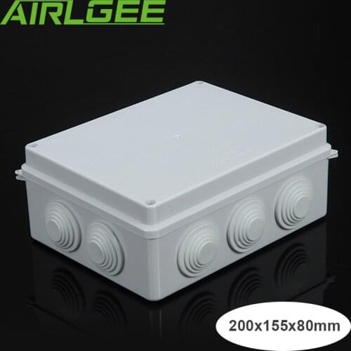 White ABS Plastic 36mm Open hole Waterproof Enclosure Case IP65 DIY Junction Box Instrument Wires Branch Box 200mmX155mmX80mm