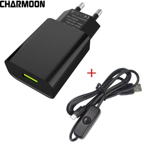 For Raspberry Pi 3 Power Supply 5V 2.5A with Power Switch Micro USB Cable EU AC Power Adapter for Raspberry Pi 3 Model B/B+ Plus