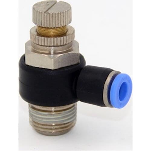 SL Pneumatic L type Speed Flow Controller 4-12mm OD Hose Tube 1/8" 1/4" 3/8" 1/2"BSP Male Gas Airflow Limit Valve Quick Fitting