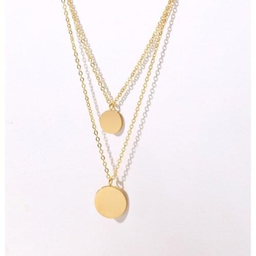 New Necklace 2021 Stainless Steel Sequins Pendant Necklaces for Women Multi-layer Chains Necklace Jewelry Accessories Collares