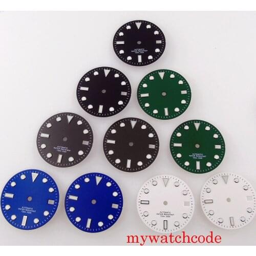 28.5mm No Logo Luminous Black/Blue/Green/White Watch Dial With Date Window For NH35A Movement High Quality Watch Parts
