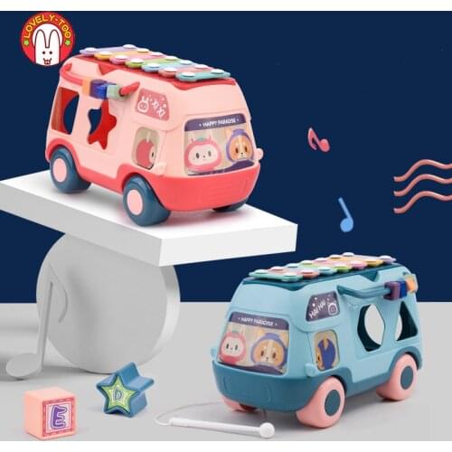 Baby Musical Bus Toys Kids Montessori Color Shape Sorter Rattle Noise Maker Xylophone Drums Children Interactive 13 24 Months