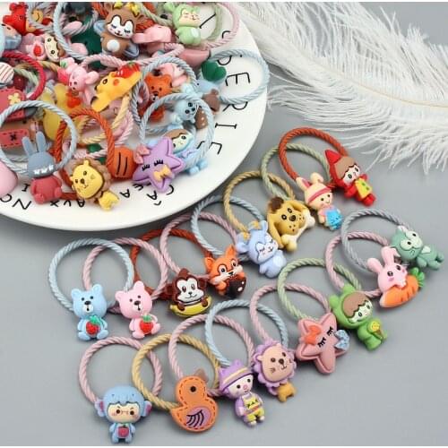 5Pcs/Lot Children Hair Rope Hair Accessories Cute Animal Hair Bands Girls Elastic Rubber Band Nylon Head Rope Ponytail Headdress