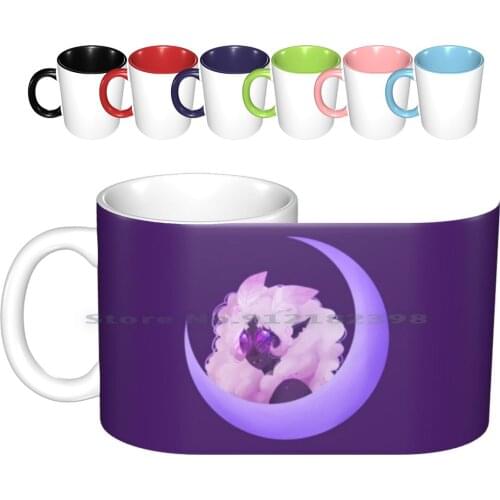 Moon Moth Ceramic Mugs Coffee Cups Milk Tea Mug Moth Moon Moonlight Mothgirl Monstergirl Lunar Luna Glasses Star Star Freckles