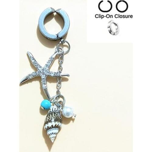 Starfish pearls fake Belly Button Rings 316l Steel Body Jewelry Belly Piercing Rings Sexy Fake Navel Piercing Ombligo