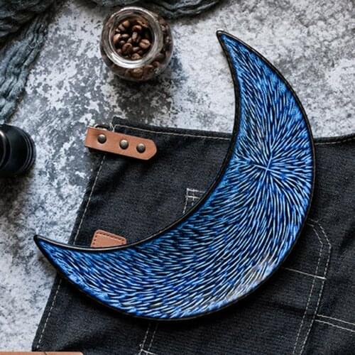 FANCITY Creative Crescent Plate Moon Plate Special Restaurant Tableware Flat Plate Home Ceramic Plate Sushi Plate Cooking Plate