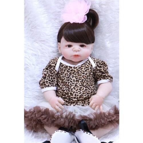 DollMai 23" girl doll reborn full body silicone reborn baby dolls child bathe toy doll fake baby new born soft BJD doll