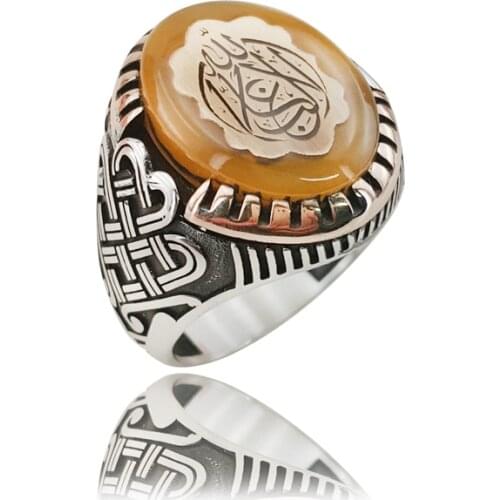 Original Hot Selling Rings Antique Silver Color Men Ring Vintage Jewelry Islamic Adab Or HuTurkish Ottoman Statement Boho Muslim