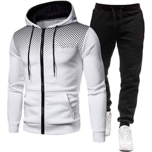 Men Casual Sets 2021 Spring Autumn New Brand Jogger Tracksuit Zipper Hoodies Pants 2PC Sets Mens Sportswear Sport Suit Clothing