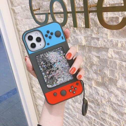Cute Cartoon Quicksand Game Console Handle Case for iPhone 12 11 Pro X XR XS Max 6 6s 7 8 Plus SE 2020 mini Soft Silicone Cover