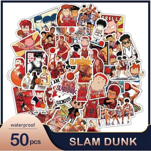50 PCS Slam Dunk Classic Japanese Comic Poster Stickers Waterproof PVC Decal for Laptop Helmet Bicycle Luggage Phone Case