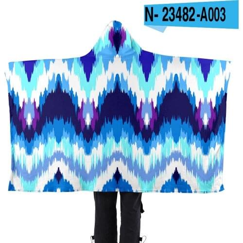 Fashion Gradual Change Halo Dye Printing Pattern Hooded Lazy Blanket Home Wearing Cape Flannel Shawl Sofa Office Nap Warm Cape