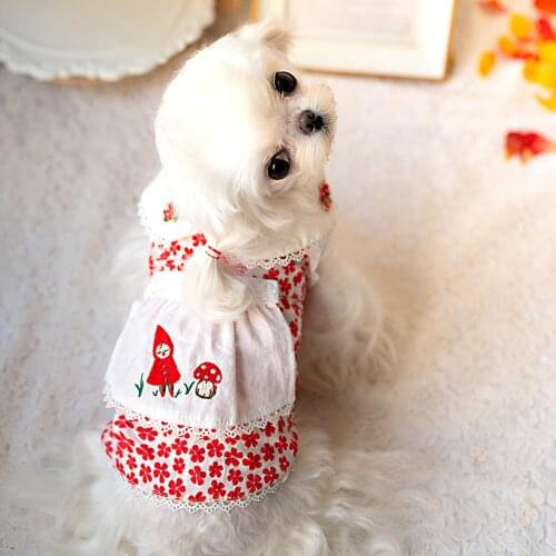 Spring Summer New Maid Dog Princess Dress Teddy Malzi Floral Shirt Yorkshire Chihuahua Dress Cat Puppy Small Dog Clothes Skirt