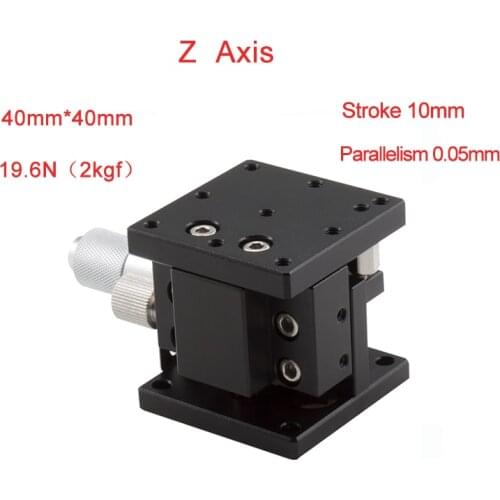 Z axis 40*40mm Displacement Lift Stage Manual fine tuning platform Double Cross rail Sliding Table PLZ40