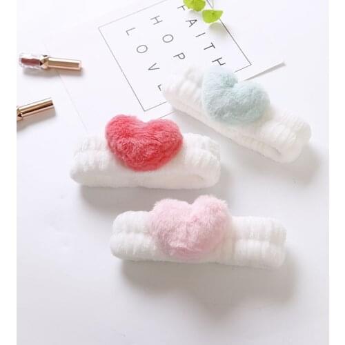 Winter Headband Warm Valentine Heart Face Wash Headband 2021 Fashion Women Soft Hairband Makeup Bandage Kawaii Accessories