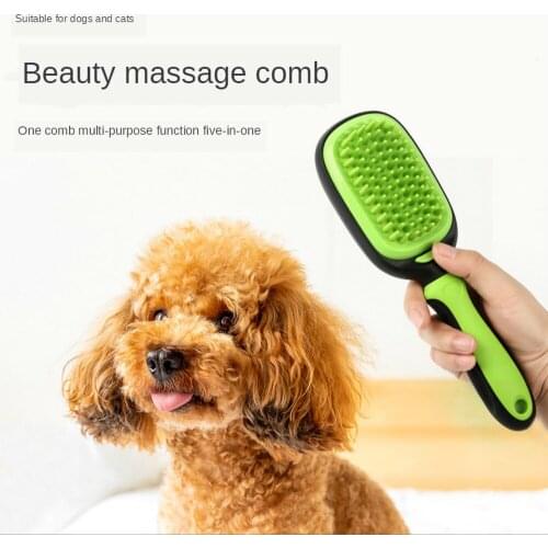 Pet Cat Dog Comb Multi-functional Five In One Green 5-piece Set Massage Knot Removing Hair Comb Pet Cleaning Products