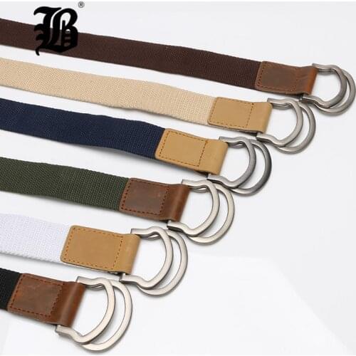 [FLB] 2018 Military Equipment Tactical Belt Man Double Ring Buckle Thicken Canvas Belts for Men Waistband FP023