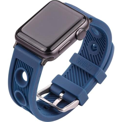 Rubber Strap For Apple Watch Band 42mm 38mm Blue Black Silicone Watchband For Iwatch 44mm 40mm Series 5 4 3 2 1 Watch Accessorie