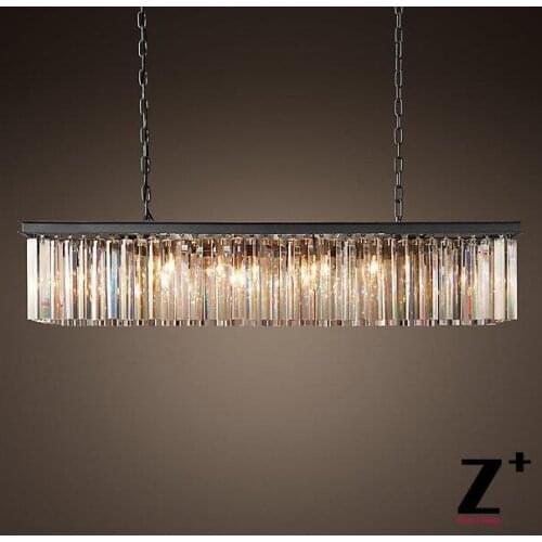 Replica item industrial length 125cm RHYS CLEAR GLASS PRISM RECTANGULAR CHANDELIER vintage k9 lustre crystal free shipping