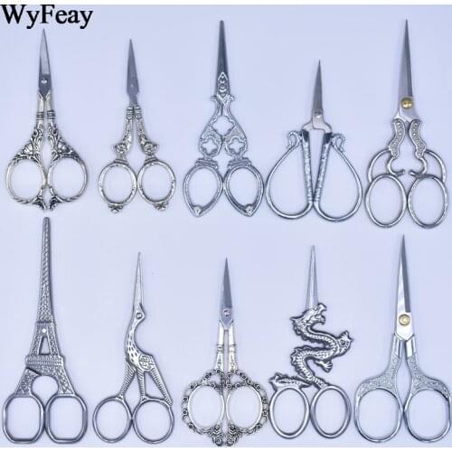Silver Vintage Scissors Stainless Steel Cutting Scissors Retro Small Needlework Sewing Scissors Embroidery Tailor Shears Tools