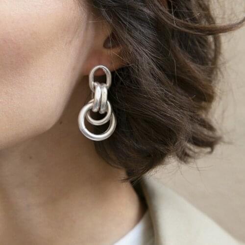 Matte Gold Earrings For Women Fashion Jewelry Hoop Tassel Pendant Retro European And American Big Earring Womens Ear Jewelries