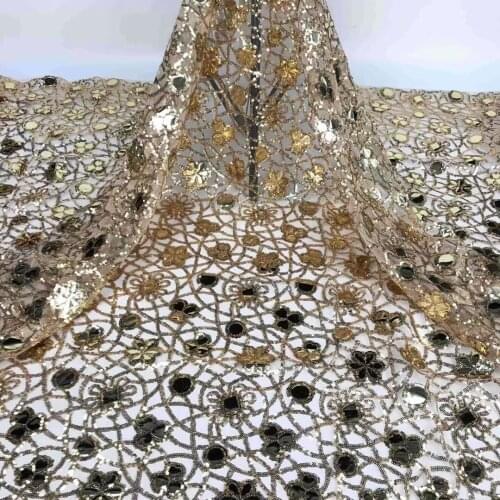 Good Looking Big Sequins Flowers Tulle Lace Top Quality Shinny Fabric JRB-15.2182503 Nigerian Material for Fashion Show Dress