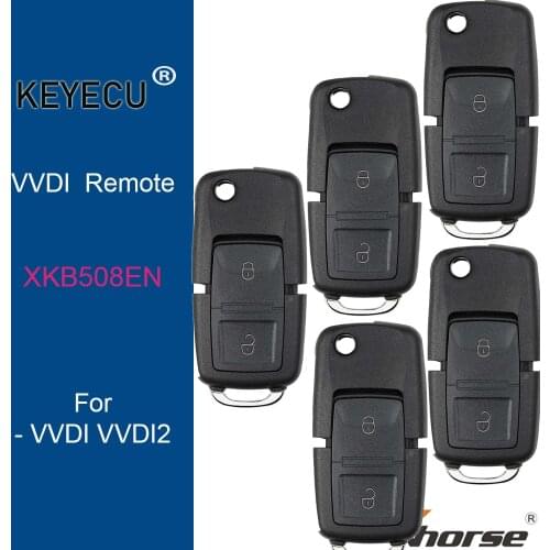 KEYECU 5PCS XHORSE English Version XKB508EN for Volkswagen B5 Style Wire Universal Remote Key - 2 Btn - for VVDI Key Tool, VVDI2