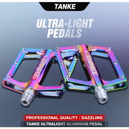 Bicycle Pedals TANKE TP-20 Ultralight Aluminum Alloy Colorful Hollow Anti-skid Bearing Mountain Bike Accessories MTB Foot Pedals