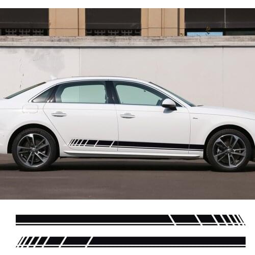 2Pcs Car Side Stripe Stickers Vinyl Film Decal For BMW E46 E60 Audi A4 A3 Peugeot 206 307 Ford Focus 2 3 Renault Car Accessories