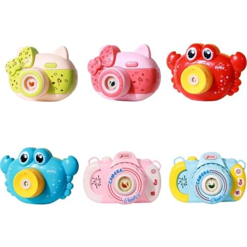 Water Bubble Blowing Machine Cartoon Electric Light Music Fully Automatic Soap Bubble Blower Camera Outdoor Children Toys