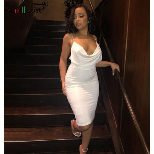 White Dress Roupas Femininas Midi Prom Evening Vestido Tanque Slip Backless Halter Party Elegant Bandage Robe Moulante Femme