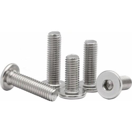 100Pcs/Lot M2 M2.5 M3 M4 M5 M6 Stainless Steel Hex Hexagon Socket Ultra Thin Super Low Flat Wafer Head Screw Bolt SS304