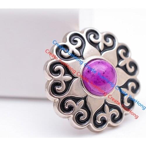 10X 30MM Vintage Silver Western Biker Celtic Flower Carved Stone Beads Leathercraft Belt Saddle Concho Decoration