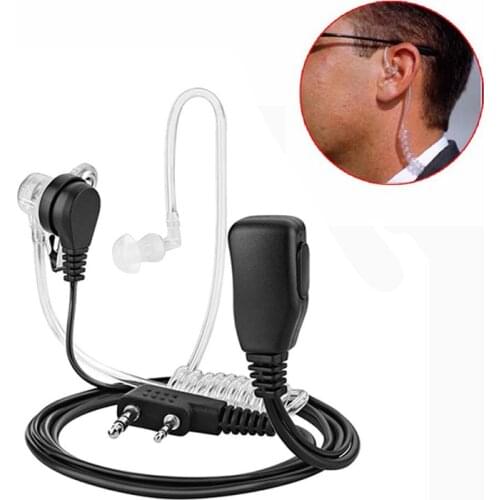 2 Pin PTT MIC Headset Covert Acoustic Tube In-ear Earpiece For Kenwood TYT Baofeng UV-5R BF-888S CB Radio Accessories