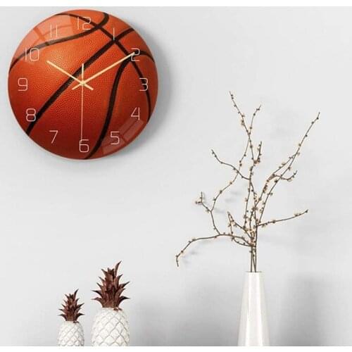 Basketball Acrylic Silent Wall Clock Bedroom Living Room Alarm Clock Birthday Christmas Gifts Present for Room Decor