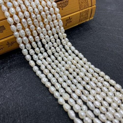 White Natural Freshwater Pearl Rice-shaped Beads Beaded for Jewelry Making DIY Bracelet Necklace Jewelry Accessories 3.5-3.8mm